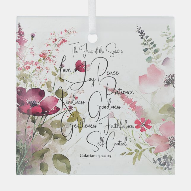 Ornement En Verre Fruit de l'Esprit floral rose (Recto)