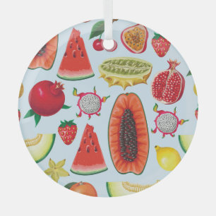 Ornement En Verre Fruits Exotiques : Imprimé tendance sans couture.