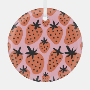 Ornement En Verre Fun fraise, design artisanal sans couture.