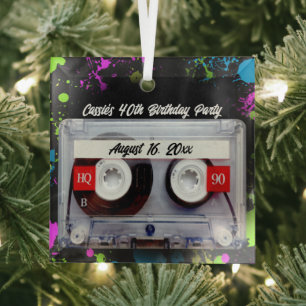 Ornement En Verre Funny 80s Cassette Mixtape Keepsaké Mémoire