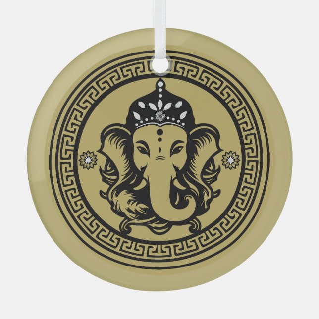 Ornement En Verre Ganesha Themed Hindu Art Print (Recto)