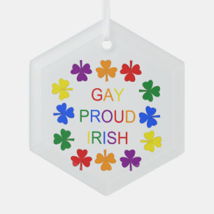 Ornement En Verre Gay Fier Irlandais LGBT Rainbow Shamrocks