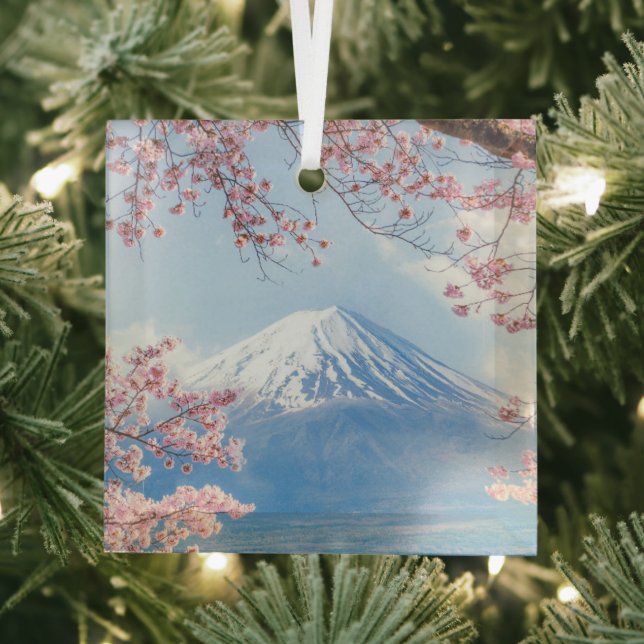 Ornement En Verre Glace et neige | Cherry Blossoms Mt. Fuji Japon (Insitu)