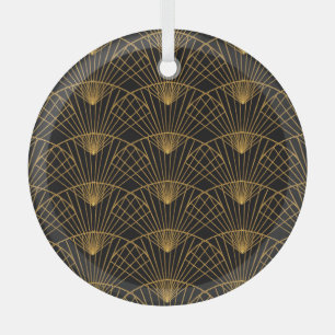Ornement En Verre Glamour Art Déco : Ventilateur D'Or.
