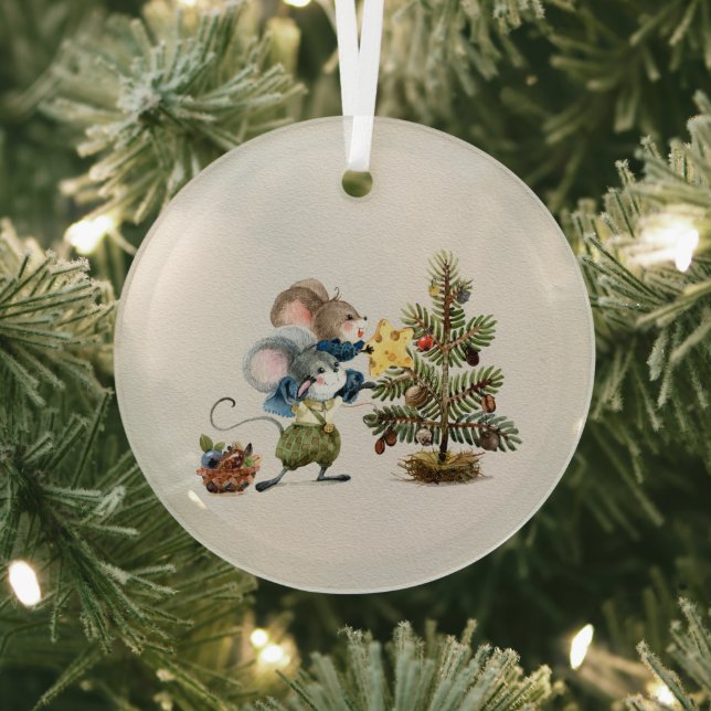 Ornement En Verre Glass Ornament - Christmas Mice (Insitu)
