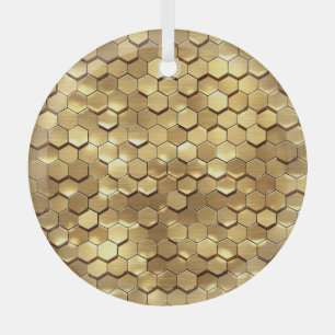 Ornement En Verre Golden Honeycomb 3D Render Texture