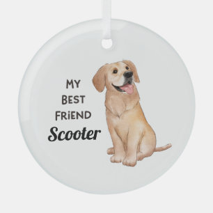 Ornement En Verre Golden Retriever Mon meilleur ami Nom personnalisé