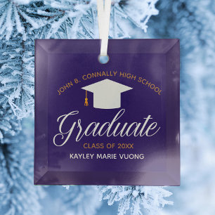 Ornement En Verre Graduation sur mesure Green Gold Graduate Noël