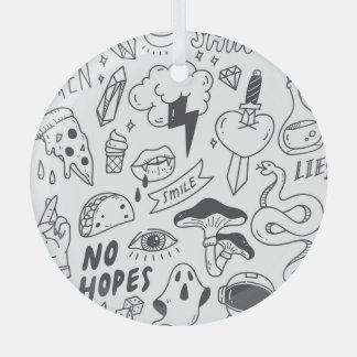 Ornement En Verre Graffiti mignon : Doodle Art Set.