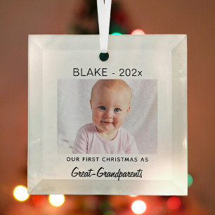 Ornement En Verre Grand-Grands 1er Noël, garde photo bébé