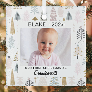 Ornement En Verre Grand-parents 1er Noël, Baby Photo Keepsaké