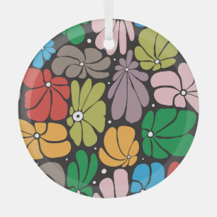 Ornement En Verre Grandes Fleurs Florales Rétro sans joint