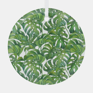 Ornement En Verre Green Monstera Feuilles Tropical sans couture