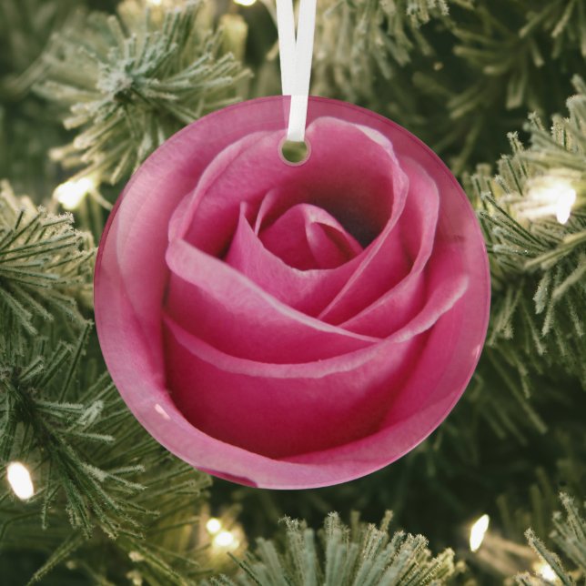Ornement En Verre Grosse rose rose (Insitu)