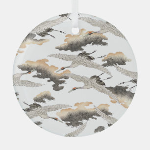Ornement En Verre Grue de style japonais : design élégant.