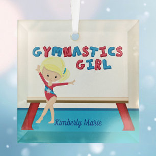 Ornement En Verre Gymnastique fille mignonne Blonde Personnalisé Noë