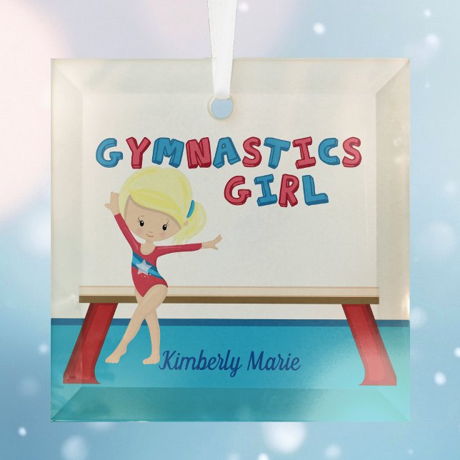 Ornement En Verre Gymnastique fille mignonne Blonde Personnalisé Noë (Créateur téléchargé)