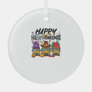 Ornement En Verre HalloMerciMas Halloween Thanksgiving Noël Sc