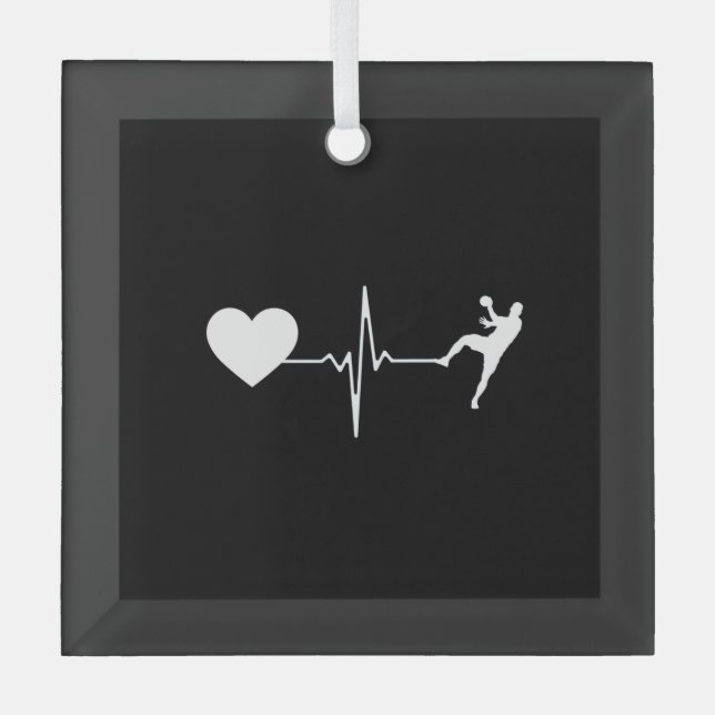 Ornement En Verre Handball Handball Player Hearbeat (Recto)