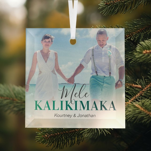 Ornement En Verre Hawaiian Mele Kalikimaka Photo (Créateur téléchargé)