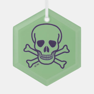 Ornement en verre hexagone de Crâne vert
