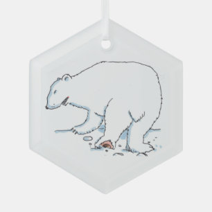 Ornement en verre hexagone Ours Polaire