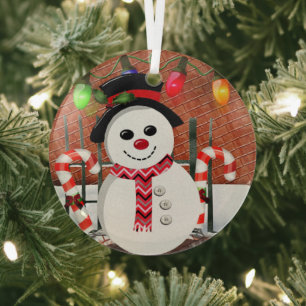 Ornement En Verre Holly Jolly Snowman