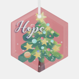 Ornement En Verre Hope Carton Christmas Tree Pink  