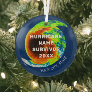 Ornement En Verre HURRICANE SURVIVOR Commémoratif Personnalisé