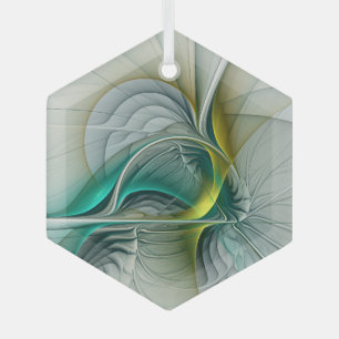 Ornement En Verre Hypnotique Abstrait Golden Turquoise Turquoise Fra