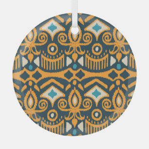 Ornement En Verre Ikat artisanal : tissu ethnique motif