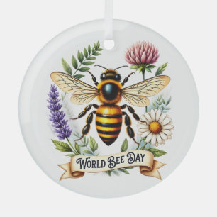 Ornement En Verre Illustration de la Journée mondiale des abeilles a
