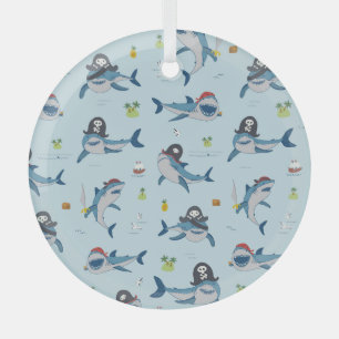 Ornement En Verre Illustration du Doodle de requin pirate
