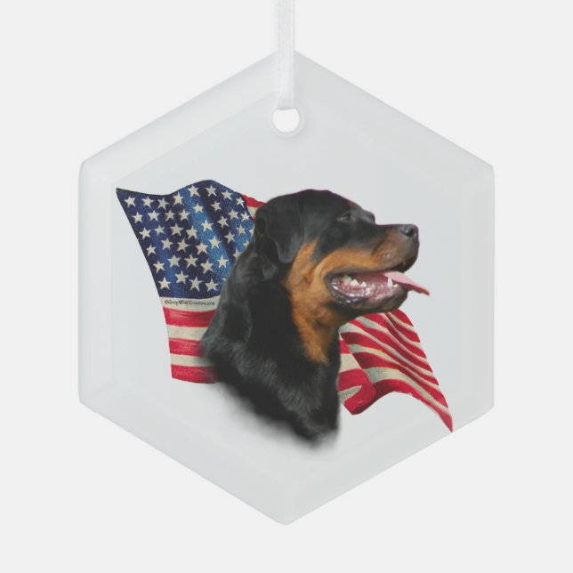 Ornement En Verre Indicateur Rottweiler (Recto)