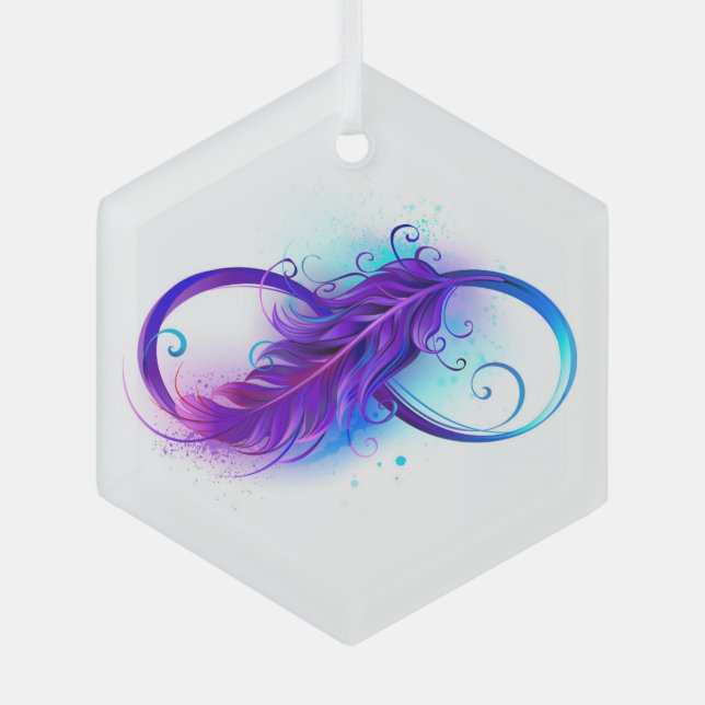 Ornement En Verre Infinity with purple feather (Recto)