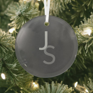 Ornement En Verre Initiales chevauchantes modernes monogrammées   Gr