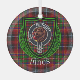 Ornement En Verre Innes Scottish Clan Tartan & Crest