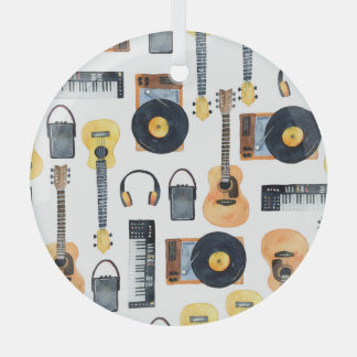 Ornement En Verre Instruments de musique : aquarelle transparente