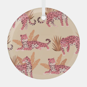 Ornement En Verre Jaguar rose : mignon Vintage sans joint