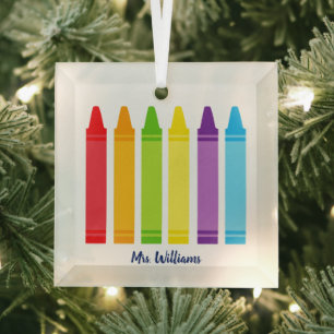Ornement En Verre Jardin d'enfants personnalisé enseignant Cute Cra