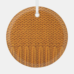 Ornement En Verre Jaune clair : texture tricotée artisanale.