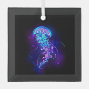 Ornement En Verre Jellyfish éclatante couleur