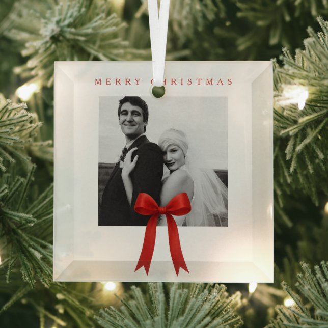 Ornement En Verre Joli Red Bow photo Joyeux Noël (Insitu)
