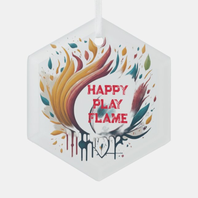 Ornement En Verre Jouer à la conception de flamme (Recto)