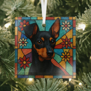 Ornement En Verre Jouet Manchester Terrier Chien "Verre Tiré"