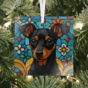 Ornement En Verre Jouet Manchester Terrier Chien "Verre Tiré"