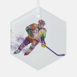 Ornement En Verre Joueur de hockey Sport