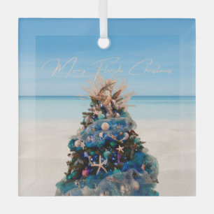 Ornement En Verre Joyeux Floride Noël Tropical Beach Holiday Tree