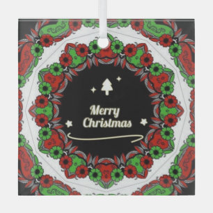 Ornement En Verre Joyeux modèles de mandala de Noël