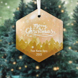 Ornement En Verre Joyeux Noël en cristal d'or personnalisé